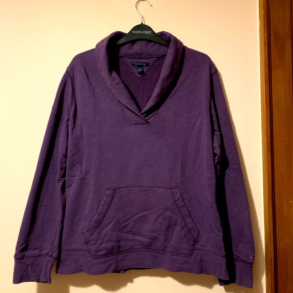 TOMMY HILFIGER Plum Collared Sweater w/ Pocket - Picture 1 of 5